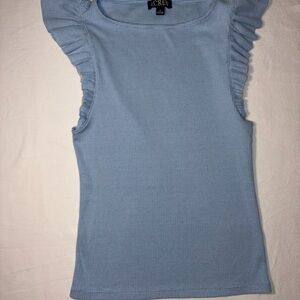 J.Crew Light Blue Ruffle Sleeve Top